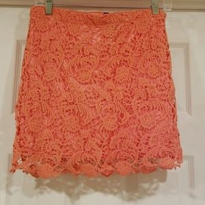 Coral lace skirt